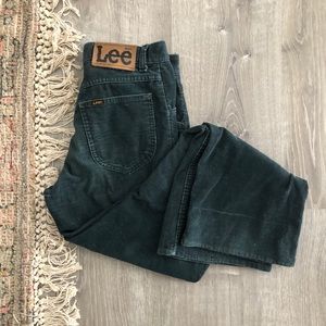Lee green corduroy high rise crop flare pants